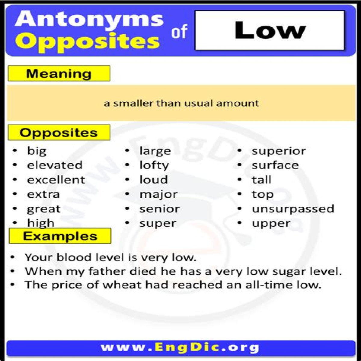 Opposite of lower