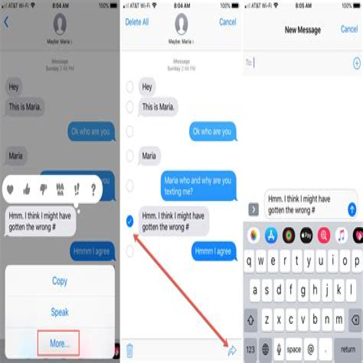 Tap the up arrow in iMessage say